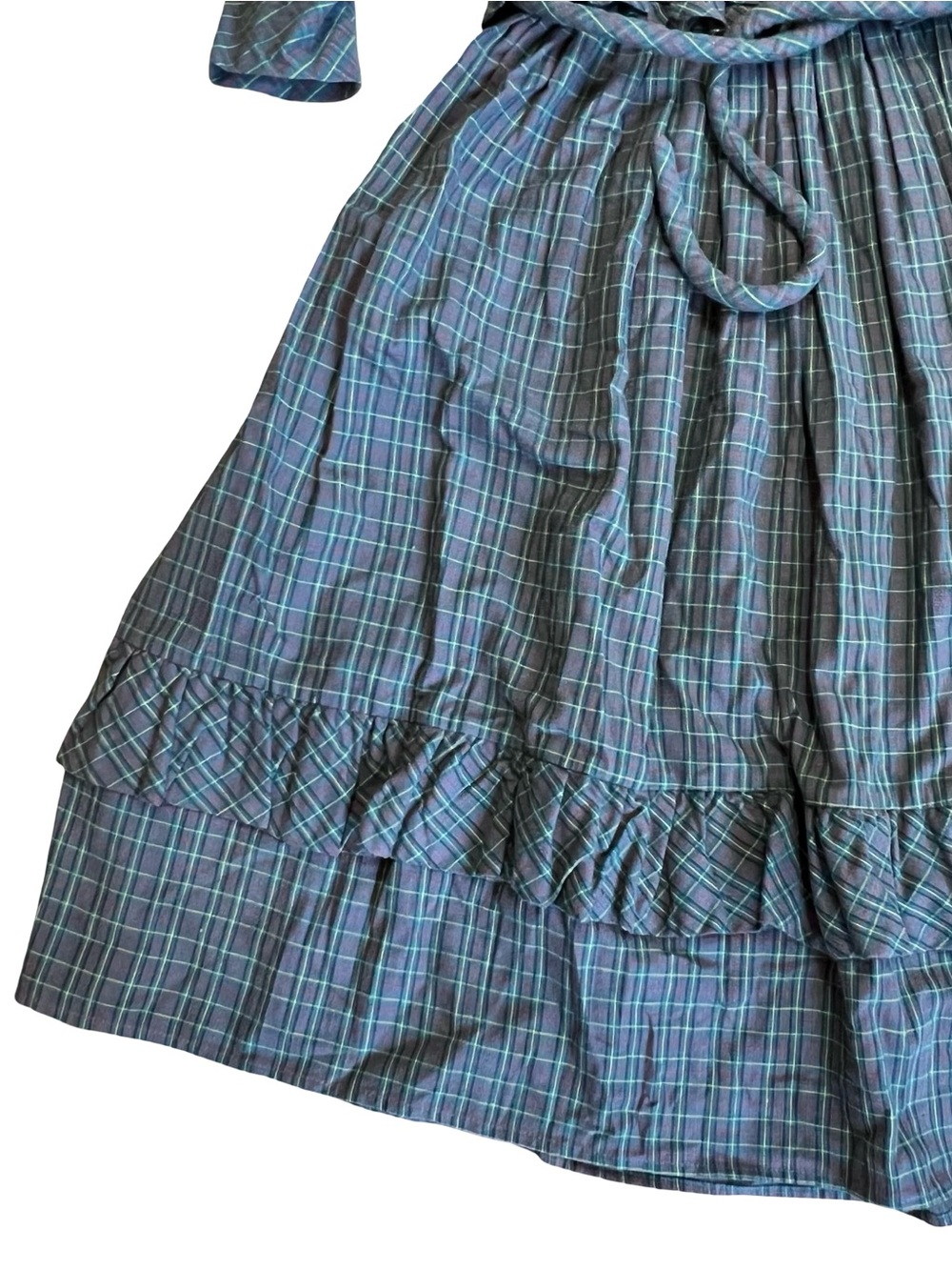 Barboglio Cristina Jan Vintage 80s S Plaid Prairie Dress Ruffle Cotton Flannel - Picture 8 of 16